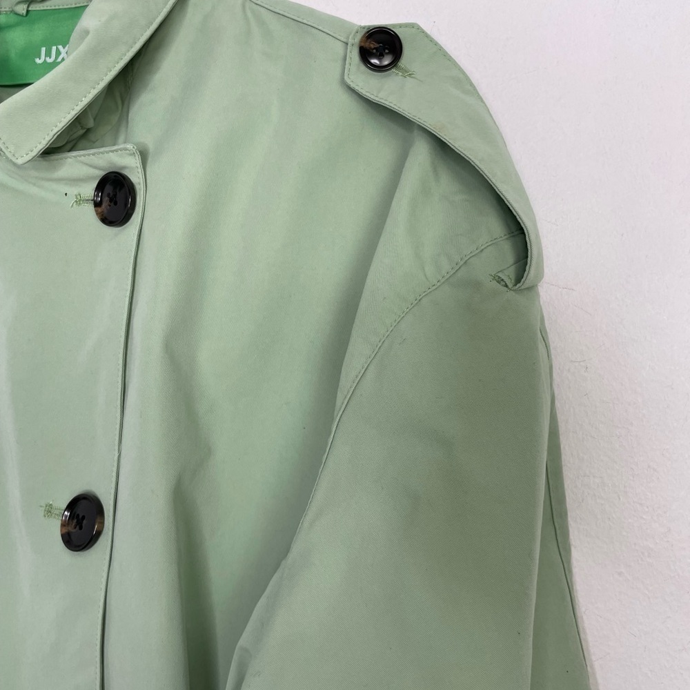 Jjxx Loose double-breasted trench coat in smoke green - Picture 8 of 14